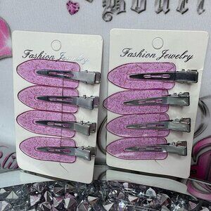 Hair clips sparkly see through pink purple sparkle glitter makes creaseless